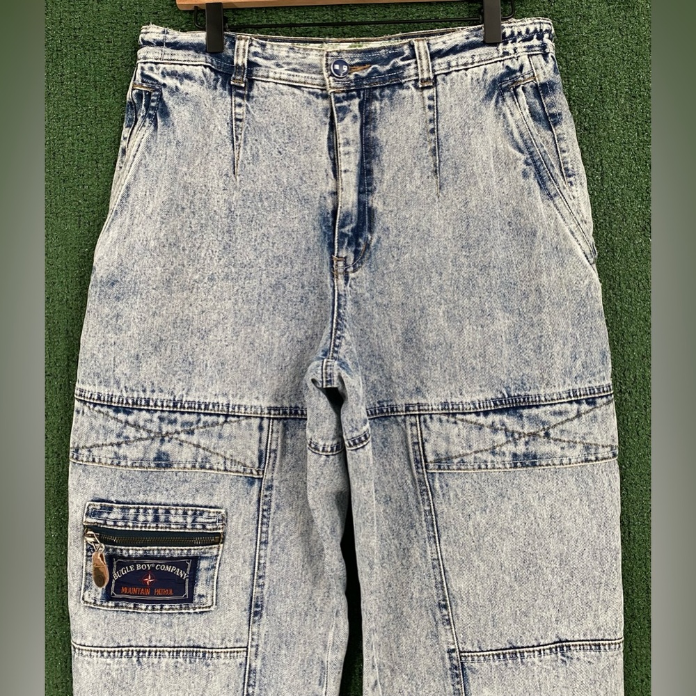 Vintage 80’s Bugle Boy Mountain Patrol Acid Wash Denim Jeans Men's Size 31 - Picture 2 of 7